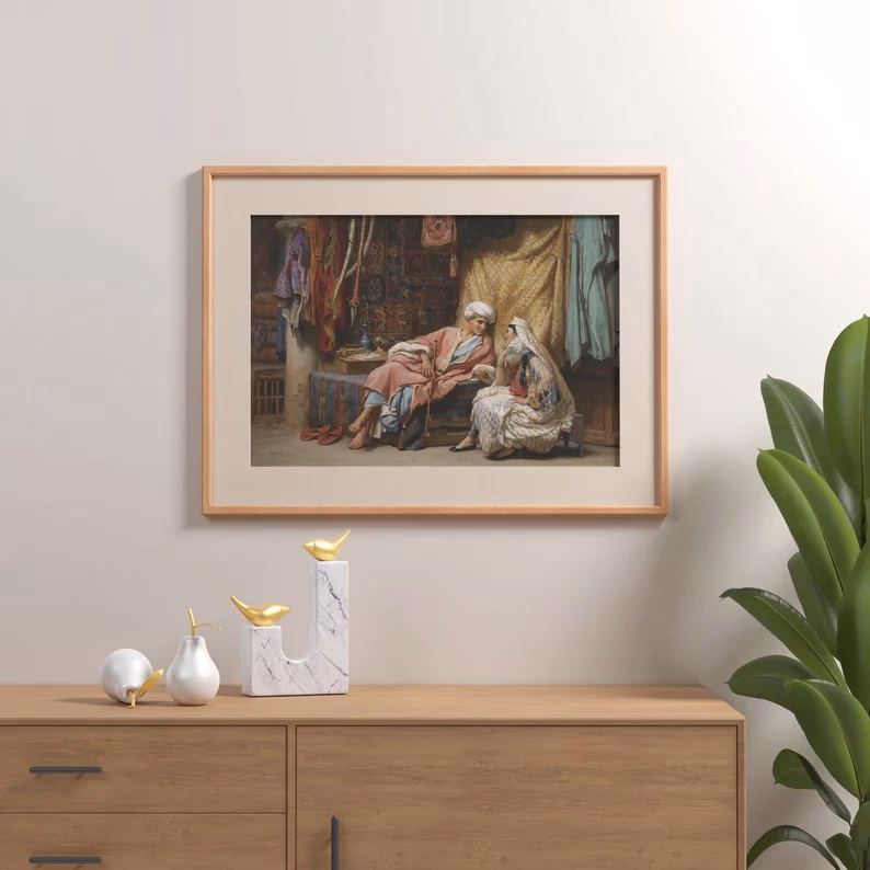 Couple Arabe en Peinture à l’Huile – Art Mural Vintage Imprimable – Image 3
