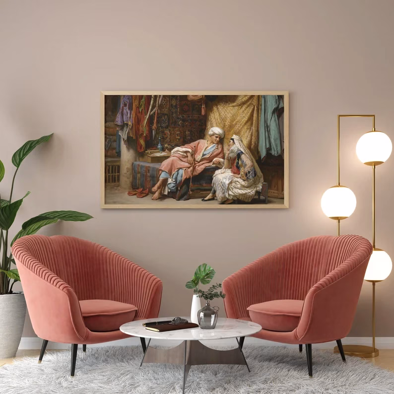 Couple Arabe en Peinture à l’Huile – Art Mural Vintage Imprimable – Image 4