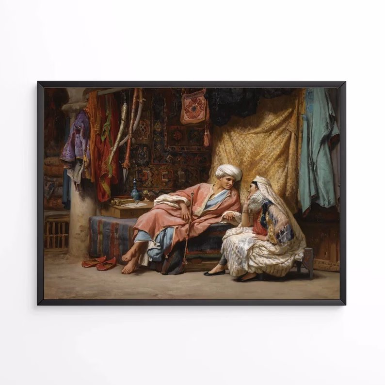 Couple Arabe en Peinture à l’Huile – Art Mural Vintage Imprimable – Image 5