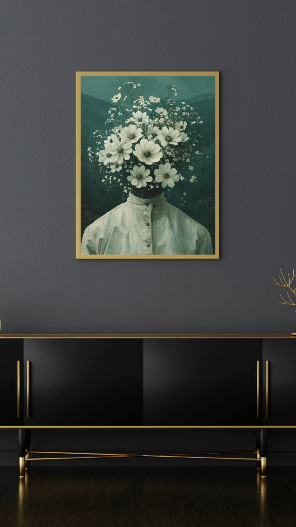 Art Mural Moderne : Homme avec Tête en Bouquet de Fleurs – Image 2