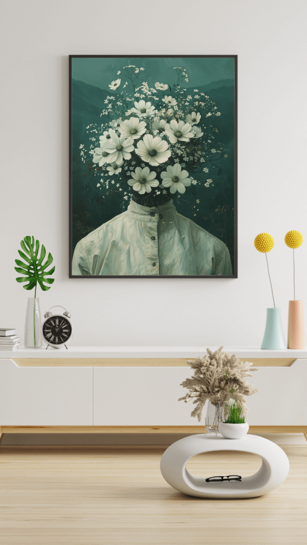 Art Mural Moderne : Homme avec Tête en Bouquet de Fleurs – Image 3