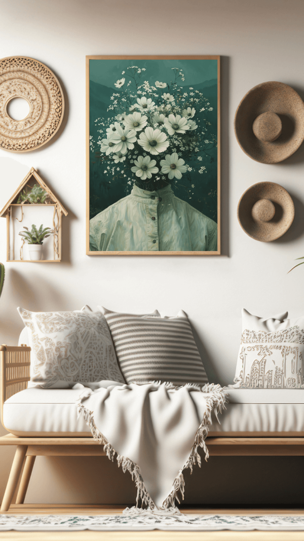 Art Mural Moderne : Homme avec Tête en Bouquet de Fleurs – Image 5