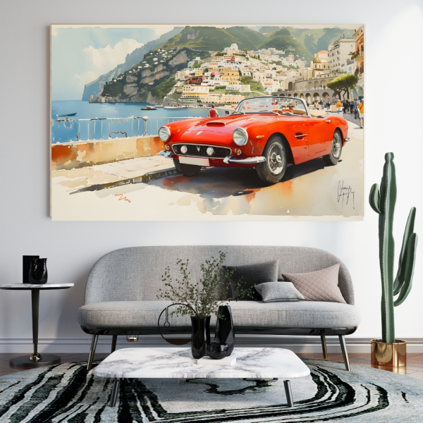 Peinture Murale Vintage Voiture Classique