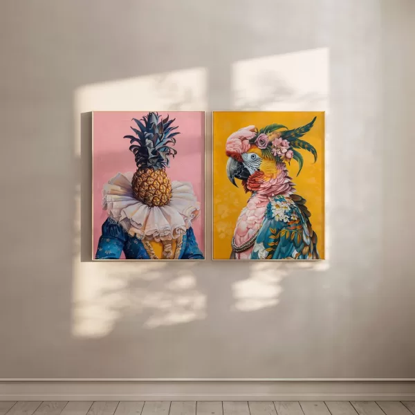 Tableaux Modernes: Perroquet et Ananas en Couleurs Vives – Image 4