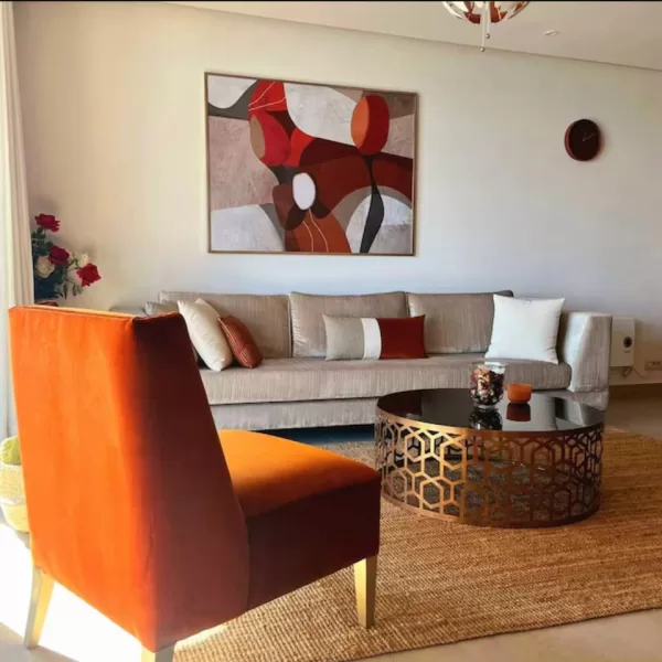 Grande Peinture Abstraite Marron Orange pour Décoration – Image 4