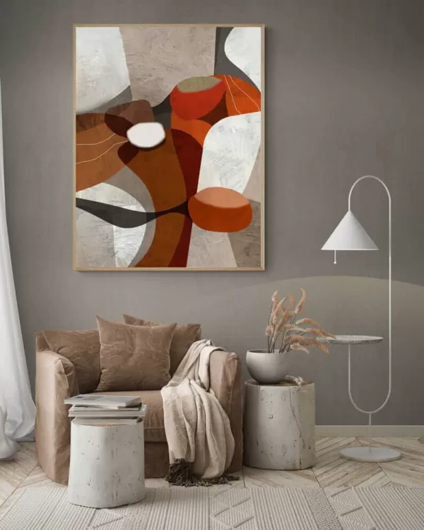 Grande Peinture Abstraite Marron Orange pour Décoration – Image 3