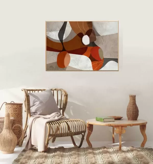 Grande Peinture Abstraite Marron Orange pour Décoration – Image 2