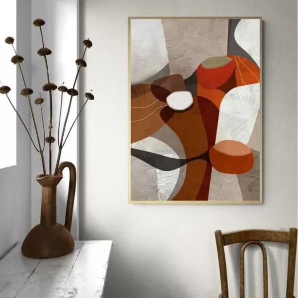 Grande Peinture Abstraite Marron Orange pour Décoration