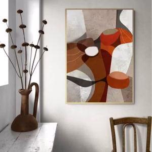 Grande Peinture Abstraite Marron Orange pour Décoration