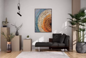Anneaux d'Arbre – Art Abstrait Moderne pour Mur