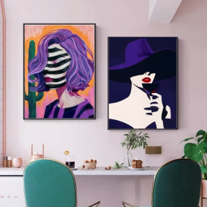 Set de 2 Tableaux Modernes : Femmes Élégantes en violet