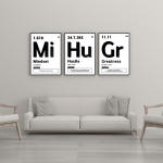 Tableaux Décoratifs Blancs Motivants avec Formes Chimiques