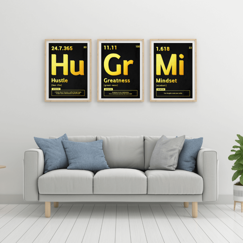 Ensemble de 3 Tableaux de Motivation - Tryptique Inspiration