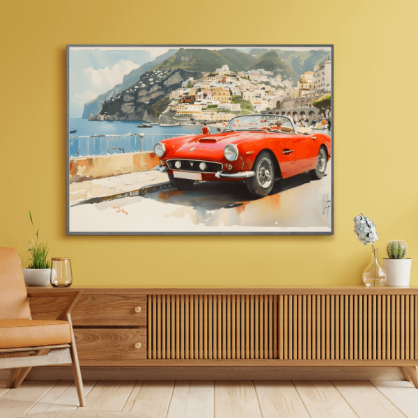 Peinture Murale Vintage Voiture Classique – Image 3