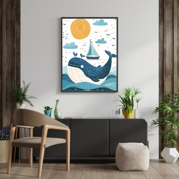 Magie Marine : Tableau Enfantin avec Baleine – Image 3