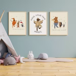 Set de 3 Tableaux Animaux en Aventure