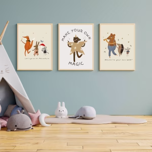 Set de 3 Tableaux Animaux en Aventure