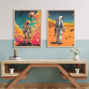 Set de 2 Tableaux Maximalistes : Homme Extraterrestre