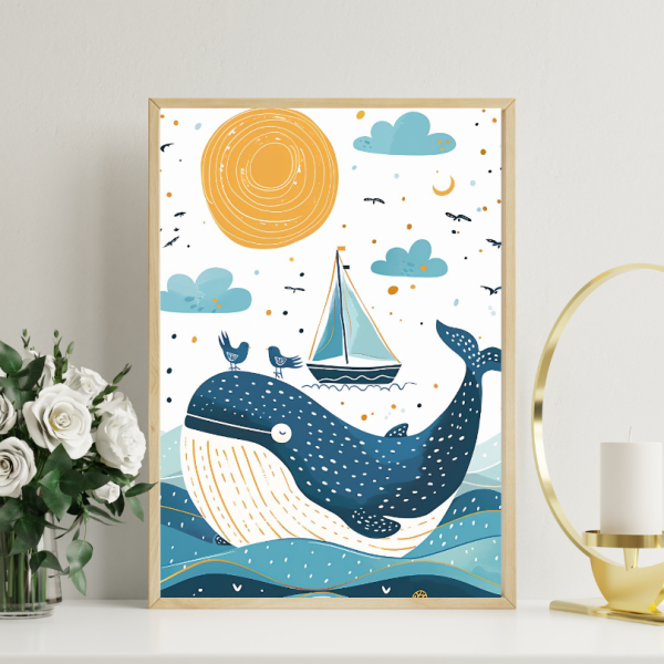 Magie Marine : Tableau Enfantin avec Baleine