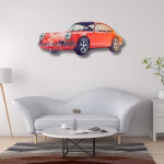 Décoration Murale 3D : Voiture Porsche Rouge