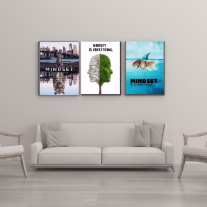 Décoration avec 3 tableaux motivationnels pour un esprit gagnant.