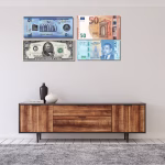 Décoration murale en devises – Pack de 4 tableaux décoratifs