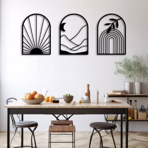Lot de 3 art mural abstraites en bois
