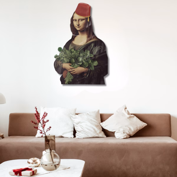 Décoration Murale 3D : Mona Lisa avec Tarbouch et Menthe – Image 7