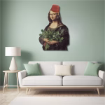 Décoration Murale 3D : Mona Lisa avec Tarbouch et Menthe