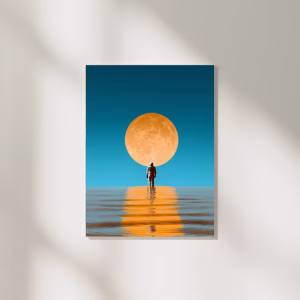 Tableau décoratif moderne – Homme et pleine lune