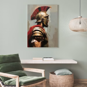 Tableau décoratif – Soldat guerrier en rouge et noir