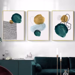Décoration Murale Aquarelle Verte - 3 Affiches Géométriques