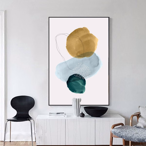 Décoration Murale Aquarelle Verte - 3 Affiches Géométriques – Image 4