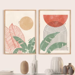 Affiches Murales Modernes Mid Century - Set de 2 Abstraits Beige