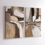 Ensemble de 2 Tableaux Abstraits Texturés – Art Mural Moderne