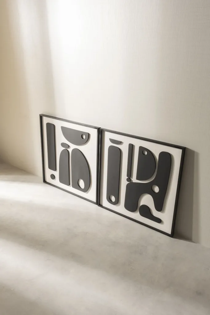 Décoration Murale en Bois – Minimaliste noir et blanc