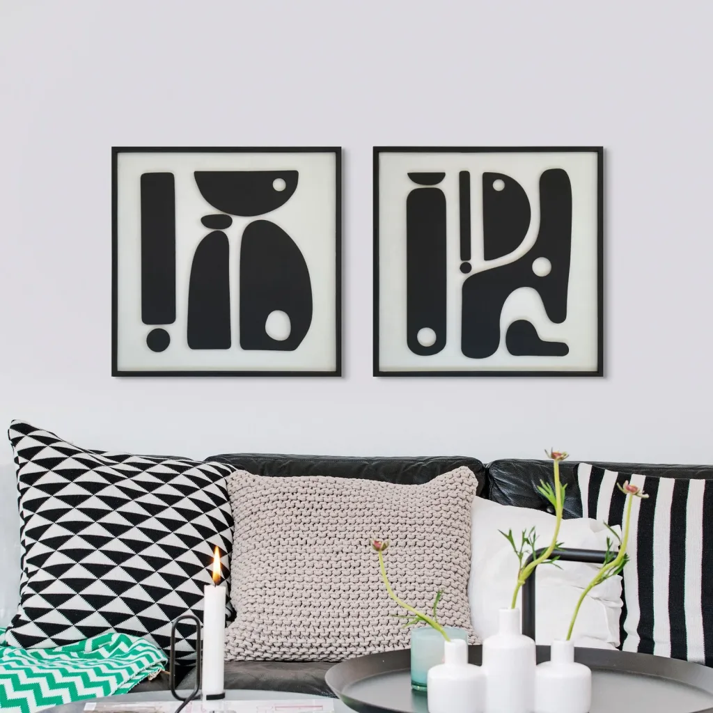 Décoration Murale en Bois – Minimaliste noir et blanc