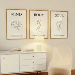 Mind Body Soul – Ensemble de 3 tableaux décoratifs