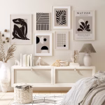 Lot de 6 Tableaux – Art Mural Noir et Beige Minimaliste
