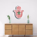 Décoration Murale Khmissa Rouge – Sculpture 3D Marocaine