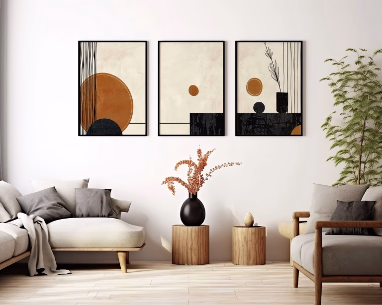 Tableaux décoratifs beige et noir