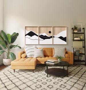 tableau decoratif de Montagne en Bois - Art Mural Géométrique