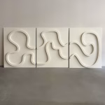 Ensemble de 3 Tableaux en Bois 3D : Art Mural Abstrait