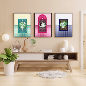 Ensemble de 3 tableaux décoratifs – Objets marocains traditionnels