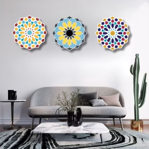 Ensemble de 3 décorations murales en Zellige marocain