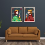 Ensemble de 2 tableaux décoratifs Roi et Reine