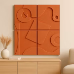 Ensemble de 4 Tableaux en Relief 3D – Art mural minimaliste