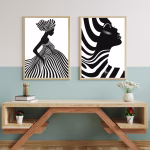 Portraits Africains Élégants – Lot de Deux Tableaux Décoratifs