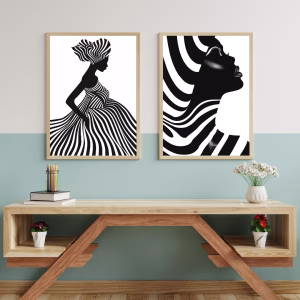 Portraits Africains Élégants – Lot de Deux Tableaux Décoratifs
