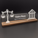 Plaque de Nom Personnalisée en Bois et Plexiglass pour Bureau